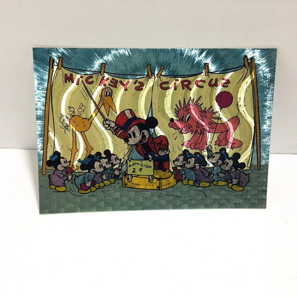 VINTAGE DISNEY/ "MICKEY'S CIRCUS" POSTCARD '95-UNUSED MICKEY MOUSE MAGIC EFFECTS